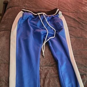 Royal Blue Track Pants with White Side Stripes